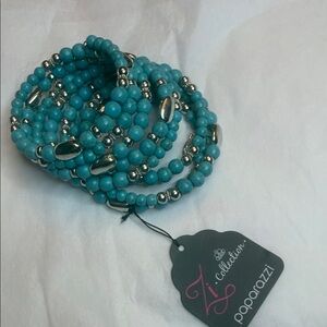 Paparazzi Turquoise Convention Exclusive Beaded Coil Bracelet